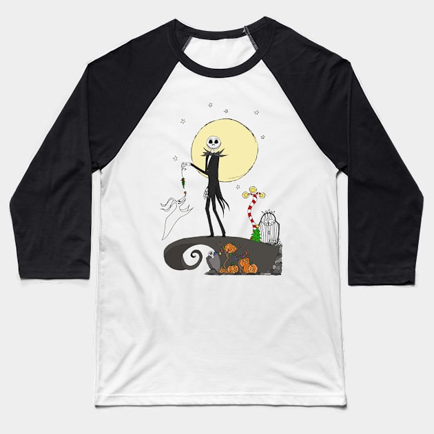 Skellington's Night Baseball T-Shirt by MellyLunaDesigns